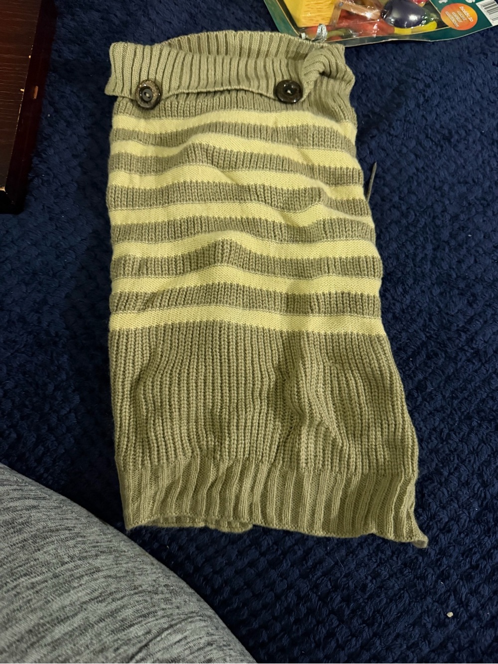 Striped Knit Kids Bottoms in Olive and Cream